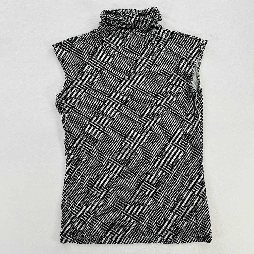 Lauren Ralph Lauren Tank Top Womens Medium Black Plaid Turtleneck Sleeveless